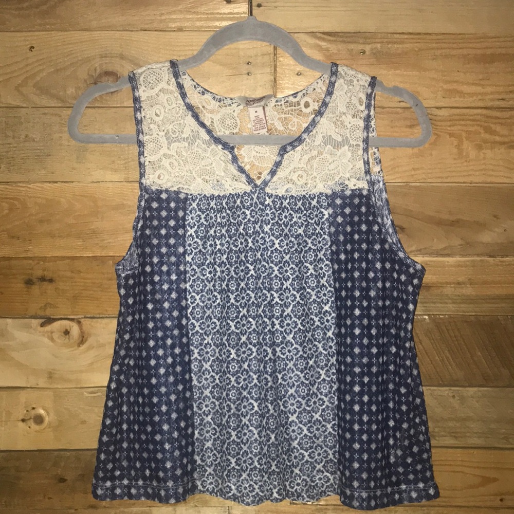 Arizona Jean Co. Blue Patterned Tank Top